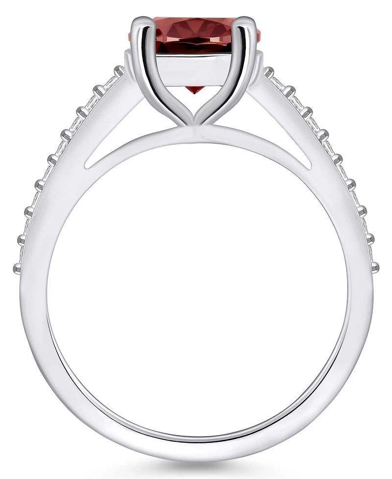 Macy's Garnet (3-1/10 ct. t.w.) and Diamond (1/4 Ring 14K White Gold