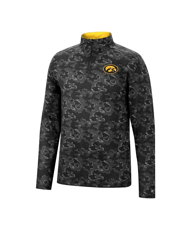 Men's Colosseum Black Iowa Hawkeyes Tivo Quarter-Zip Jacket