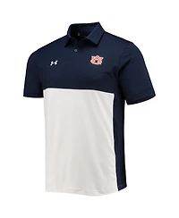 Men's Under Armour Navy, White Auburn Tigers 2022 Blocked Coaches Performance Polo Shirt