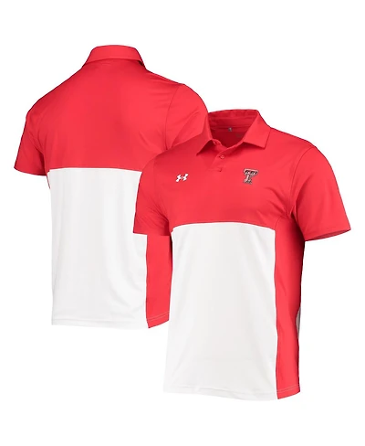 Men's Under Armour Red, White Texas Tech Red Raiders 2022 Blocked Coaches Performance Polo Shirt