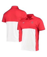 Men's Under Armour Red, White Texas Tech Red Raiders 2022 Blocked Coaches Performance Polo Shirt