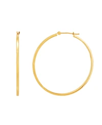 Medium Flat-Edge Hoop Earrings 10k Gold (Also White Gold), 1-1/2"