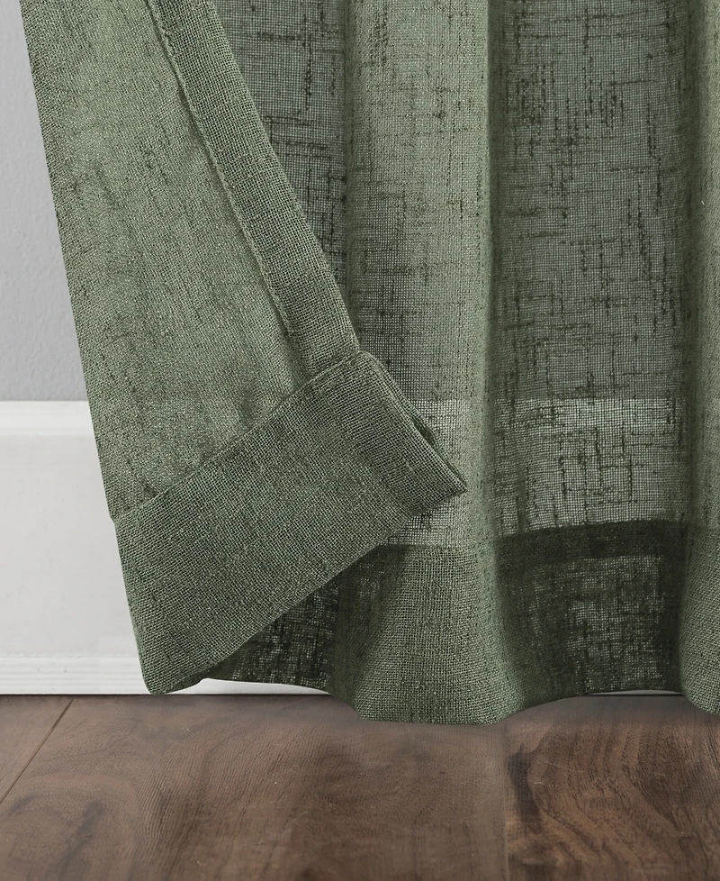 Burlap Weave Linen Blend Tab Top Curtain