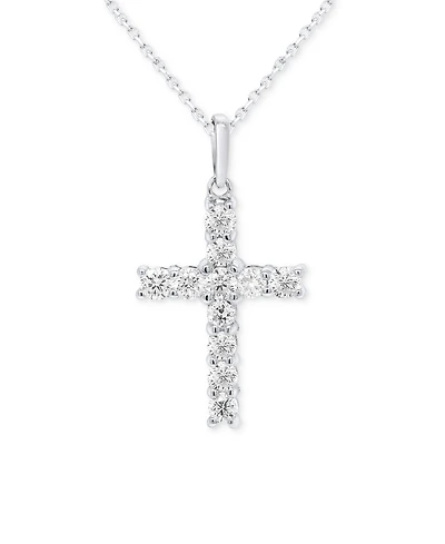 Forever Grown Diamonds Lab-Created Diamond Cross 18" Pendant Necklace (1/2 ct. t.w.) Sterling Silver or 14K Gold-Plated