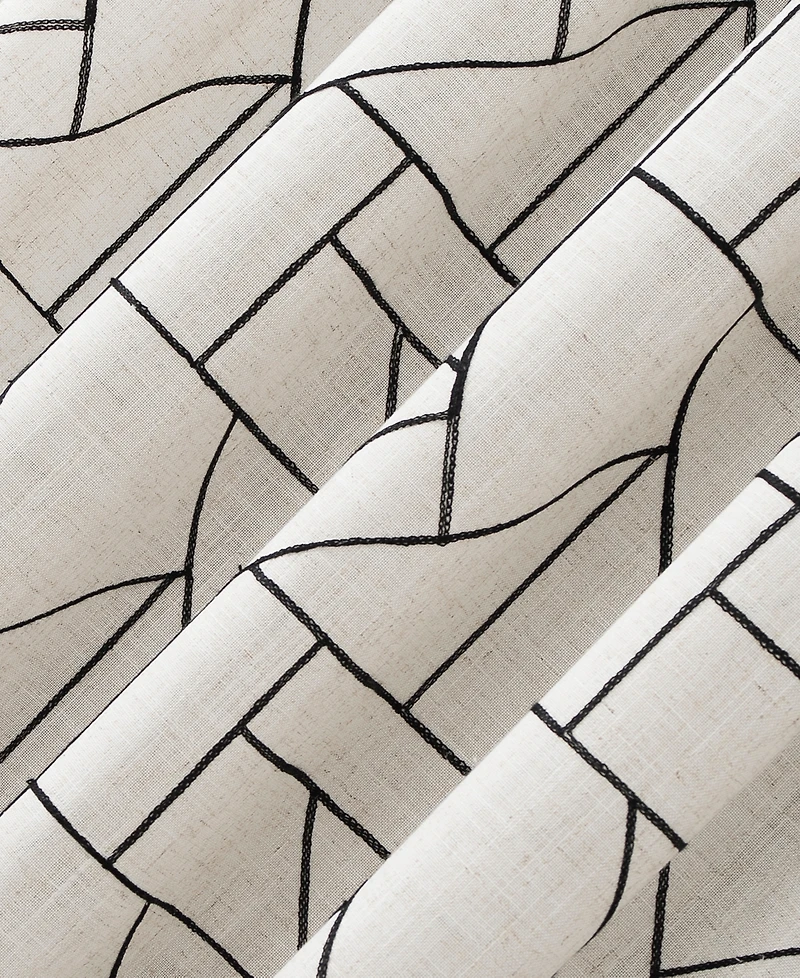Jigsaw Embroidery Linen Blend Curtain