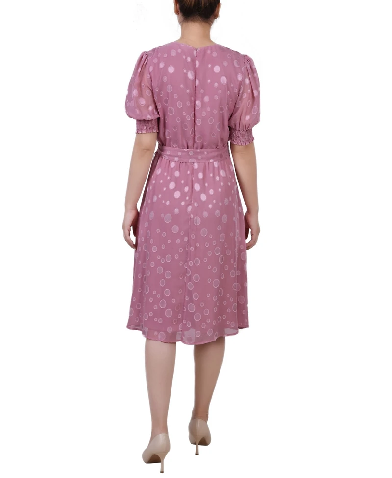 Ny Collection Women's Elbow Sleeve Swiss Dot Dress