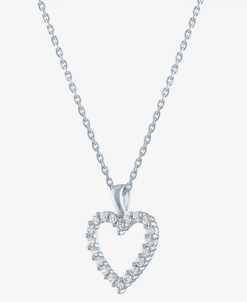 Forever Grown Diamonds Lab-Created Diamond Open Heart 18" Pendant Necklace (1/4 ct. t.w.) in Sterling Silver