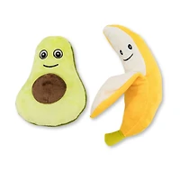 Avocado & Banana Plush Dog Toy Gift Set – with Squeaker & Crinkle Paper for Fun Play, Durable for Chewing, Perfect for Playtime and Cuddles