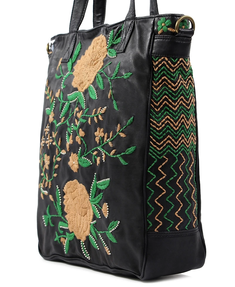 Old Trend Women's Flora Soul Hand-Embroidery Tote Bag