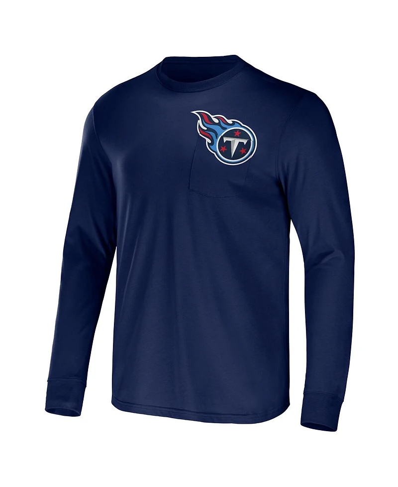 Men's Nfl x Darius Rucker Collection by Fanatics Navy Tennessee Titans Team Long Sleeve T-shirt