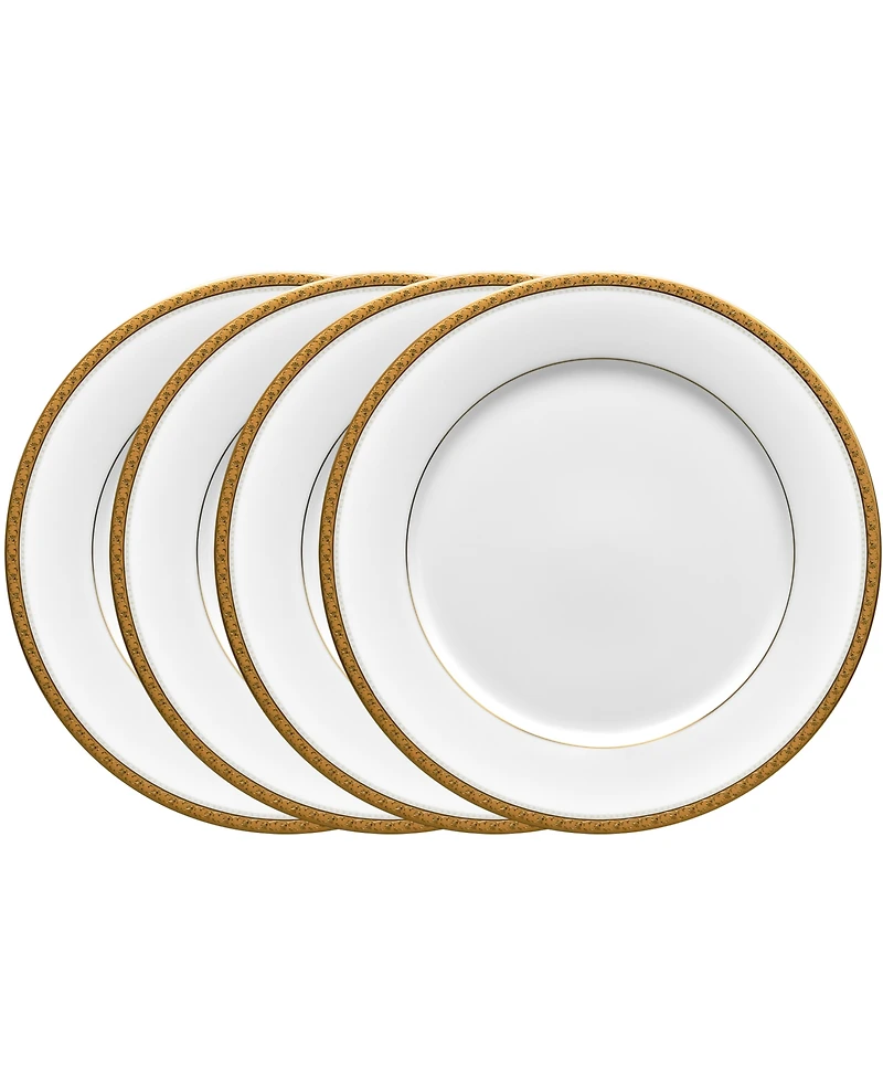 Noritake Charlotta Gold Set of 4 Dinner Plates, Service For 4