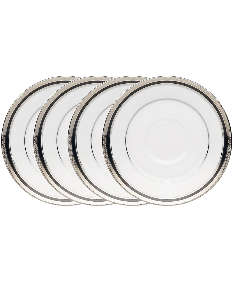 Noritake Austin Platinum Set of 4 Saucers, Service For 4