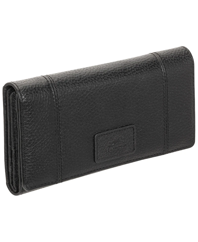 Mancini Women's Pebbled Collection Rfid Secure Trifold Wing Wallet
