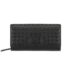 Mancini Women's Basket Weave Collection Rfid Secure Clutch Wallet