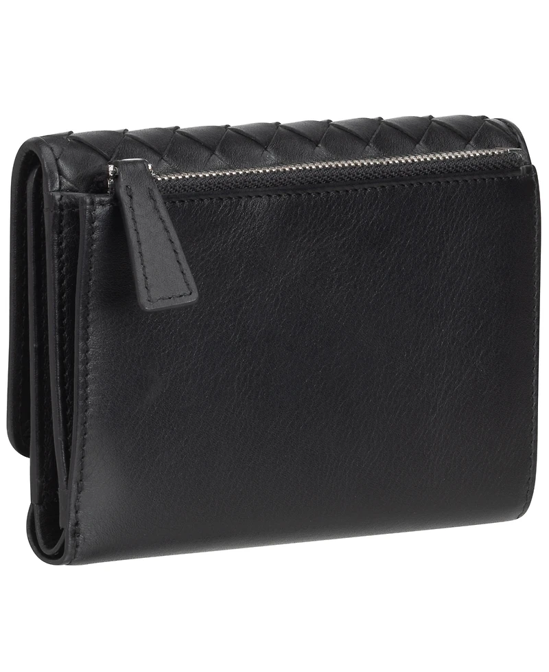 Mancini Women's Basket Weave Collection Rfid Secure Mini Clutch Wallet