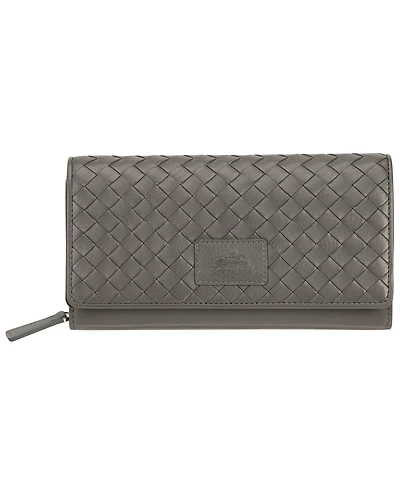 Mancini Women's Basket Weave Collection Rfid Secure Clutch Wallet