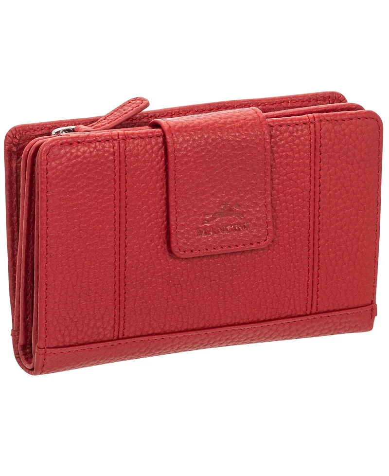 Mancini Women's Pebbled Collection Rfid Secure Clutch Wallet
