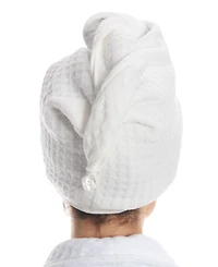 Uchino Waffle Twist Cotton Hair Towel, 10" x 26"
