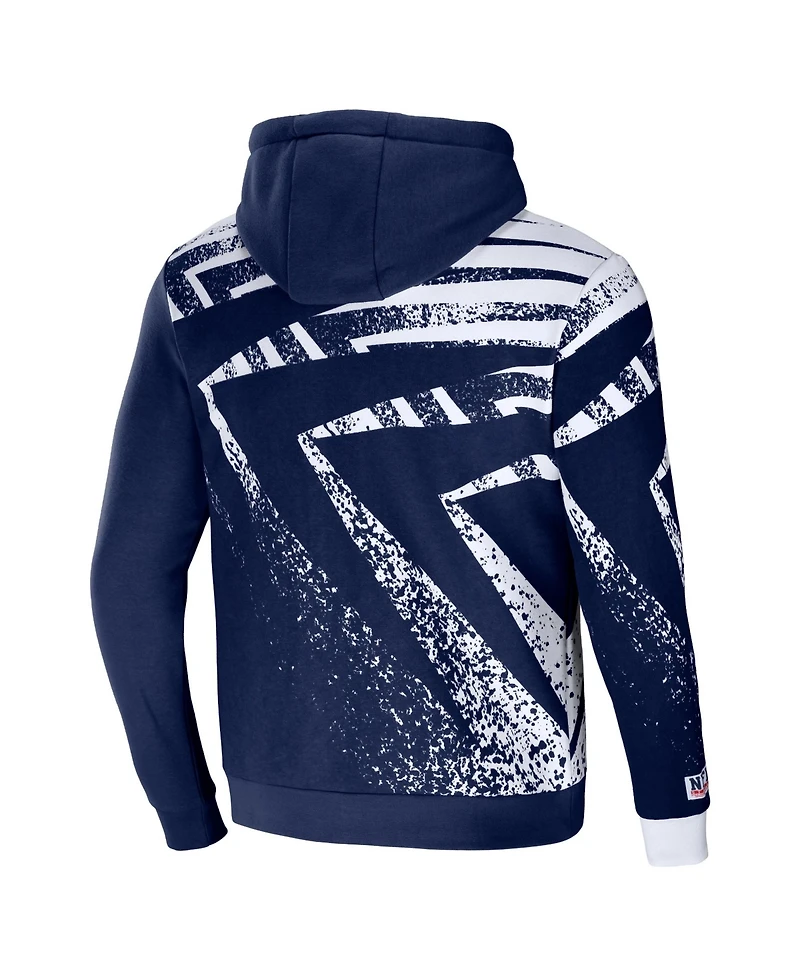 Men's Nfl X Staple Navy Seattle Seahawks Team Slogan All Over Print Pullover Hoodie