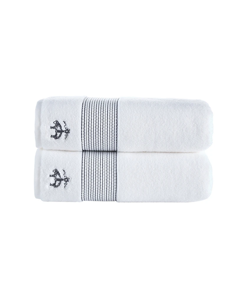 Brooks Brothers Rope Stripe Border 2 Piece Turkish Cotton Bath Towel Set