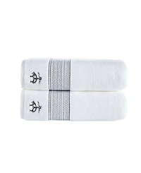 Brooks Brothers Rope Stripe Border 2 Piece Turkish Cotton Bath Towel Set
