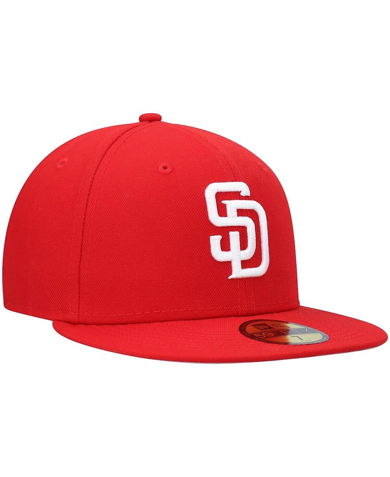Men's New Era Red San Diego Padres Logo White 59FIFTY Fitted Hat