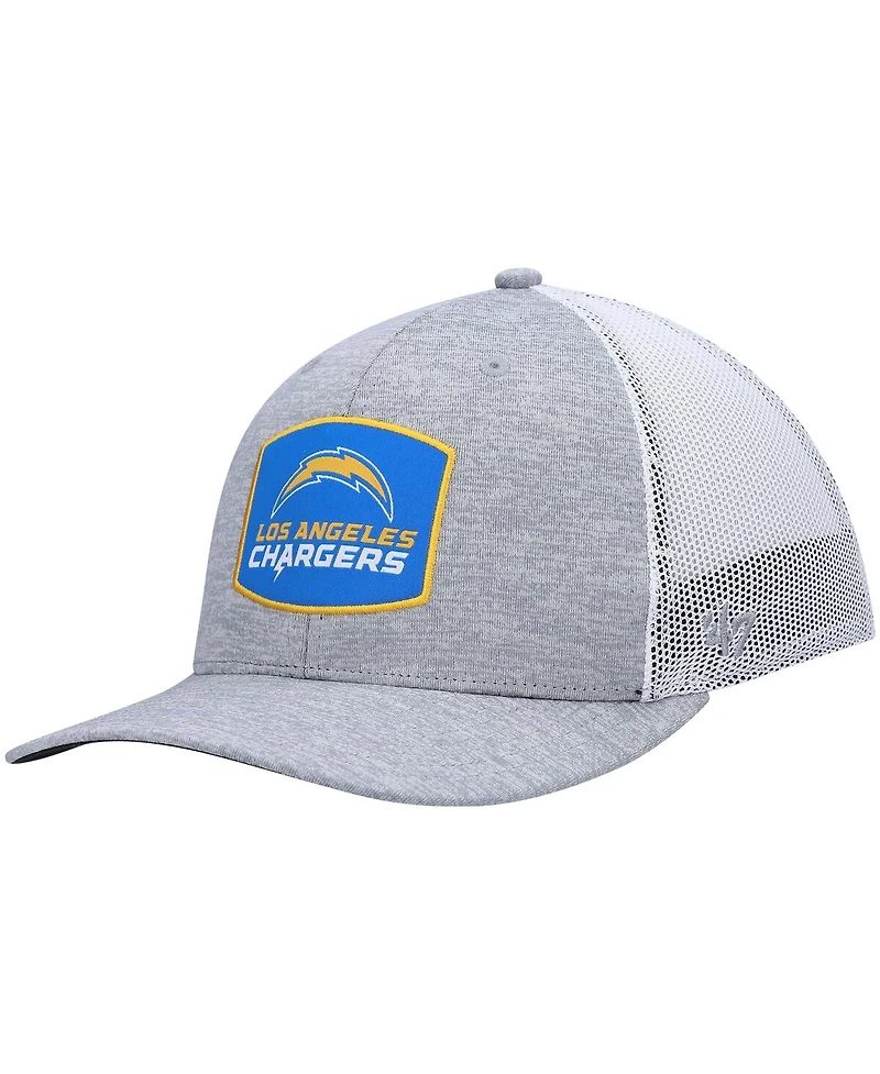 Men's '47 Brand Heathered Gray and White Los Angeles Chargers Motivator Flex Hat