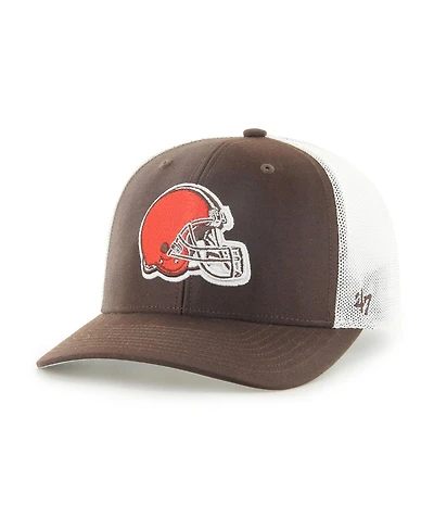 Men's '47 Brand Brown and White Cleveland Browns Trophy Trucker Flex Hat