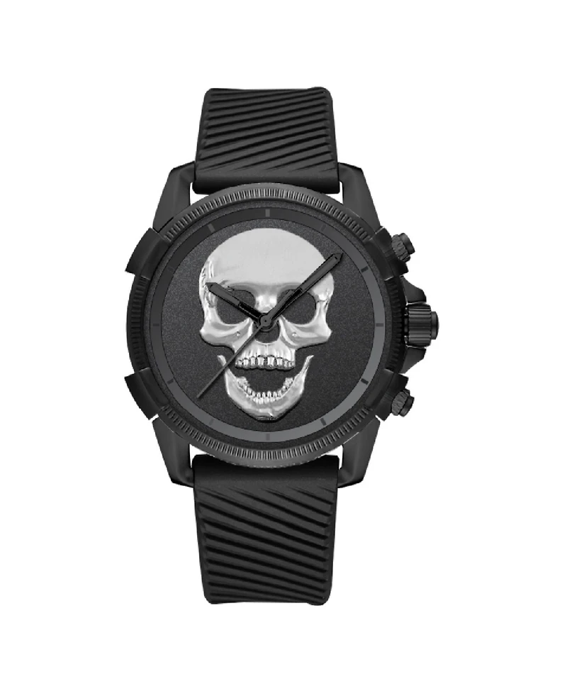 Ed Hardy Men's Black Silicone Strap Watch 48mm