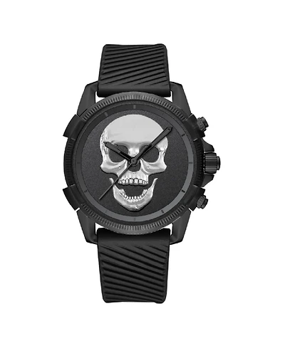 Ed Hardy Men's Black Silicone Strap Watch 48mm