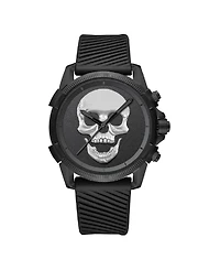Ed Hardy Men's Black Silicone Strap Watch 48mm