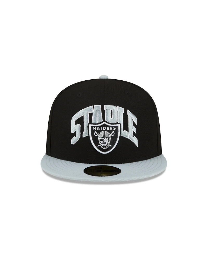 Men's New Era X Staple Black, Gray Las Vegas Raiders Pigeon 59Fifty Fitted Hat