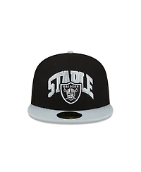Men's New Era X Staple Black, Gray Las Vegas Raiders Pigeon 59Fifty Fitted Hat
