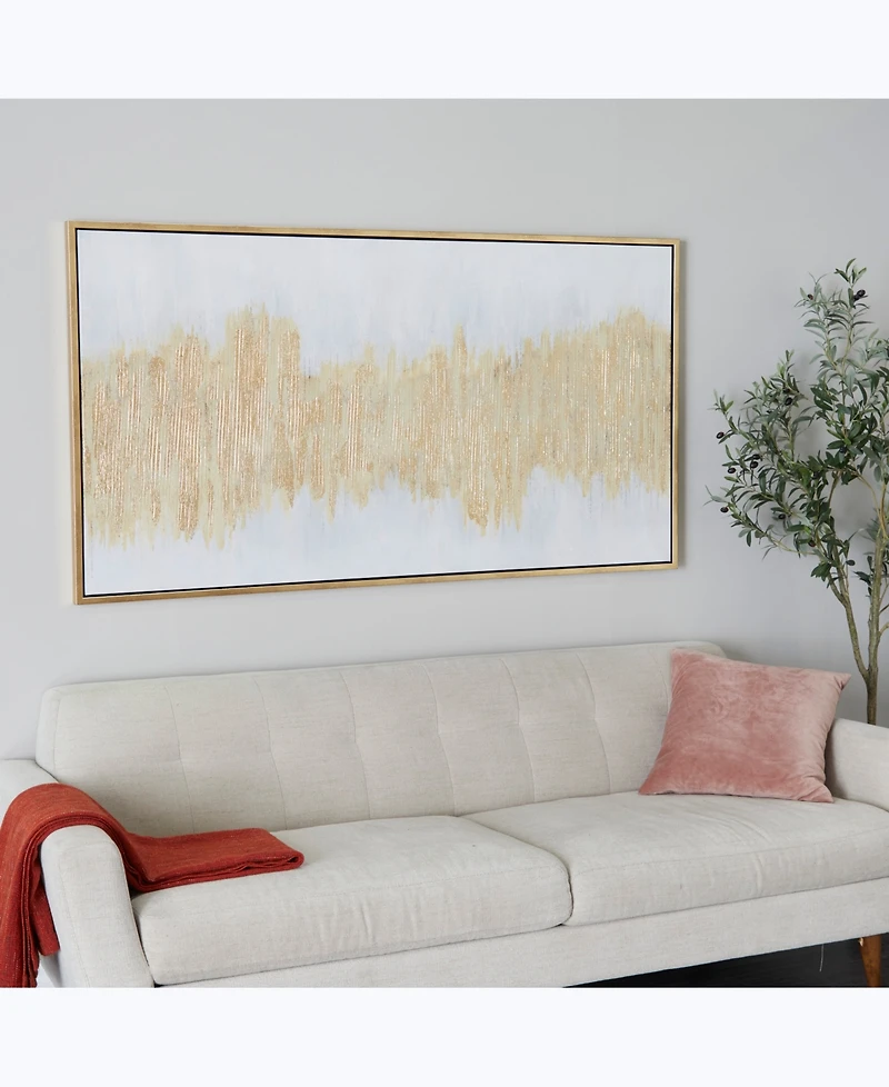 Wood Contemporary Framed Wall Art, 65" x 1.5" x 35.5"