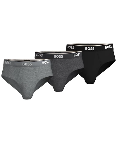 Boss by Hugo Men's Power 3-Pack Tipped Logo Waistband Briefs