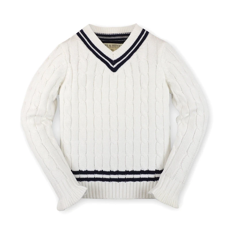 Hope & Henry Baby Girls Long Sleeve V-Neck Cricket Sweater