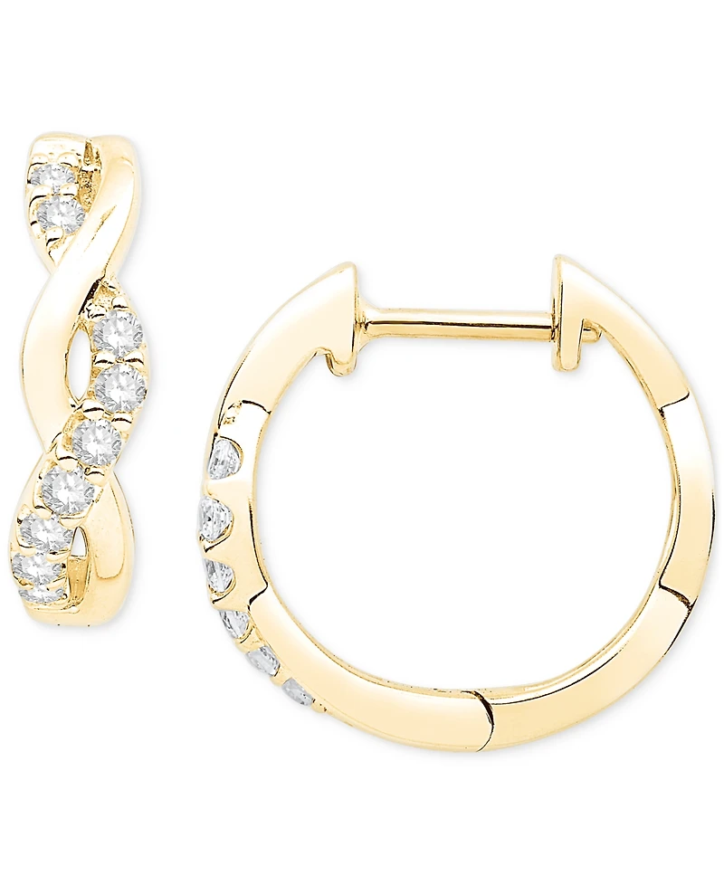 Diamond Braided Hoop Earrings (1/5 ct. t.w.) in 14k Yellow Gold