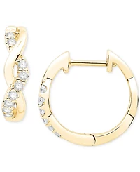 Diamond Braided Hoop Earrings (1/5 ct. t.w.) in 14k Yellow Gold