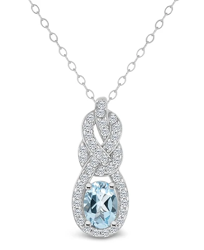 Macy's Topaz (3/8 ct. t.w.) Halo Pendant Necklace Sterling Silver