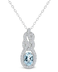 Macy's Topaz (3/8 ct. t.w.) Halo Pendant Necklace Sterling Silver