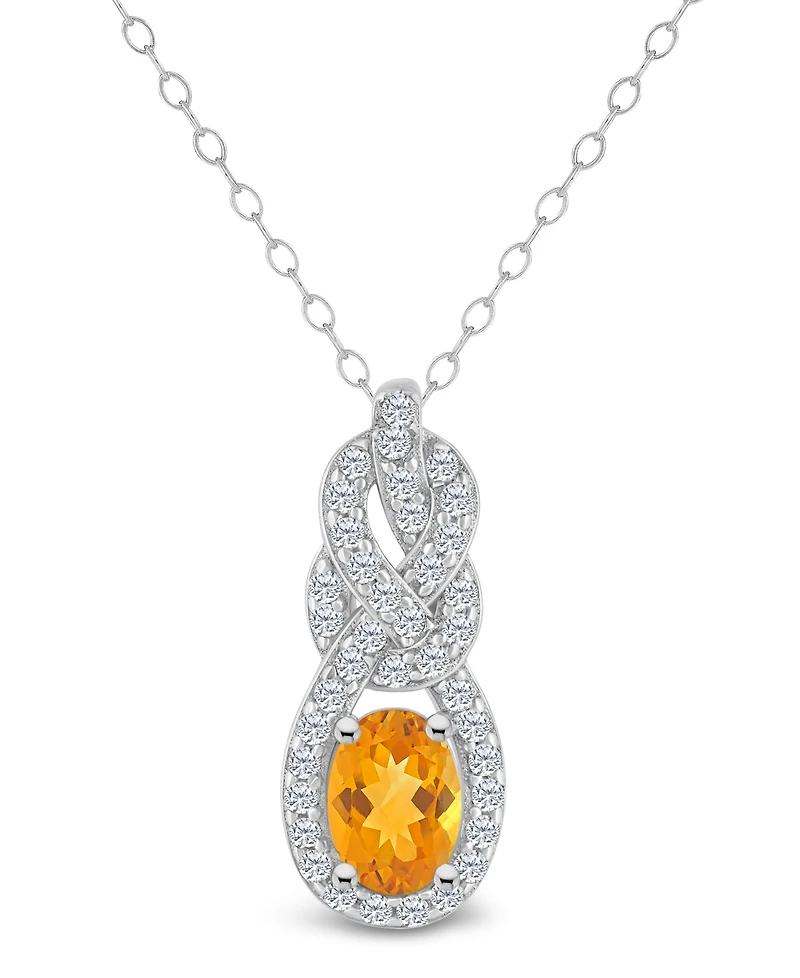 Macy's Topaz (3/8 ct. t.w.) Halo Pendant Necklace Sterling Silver