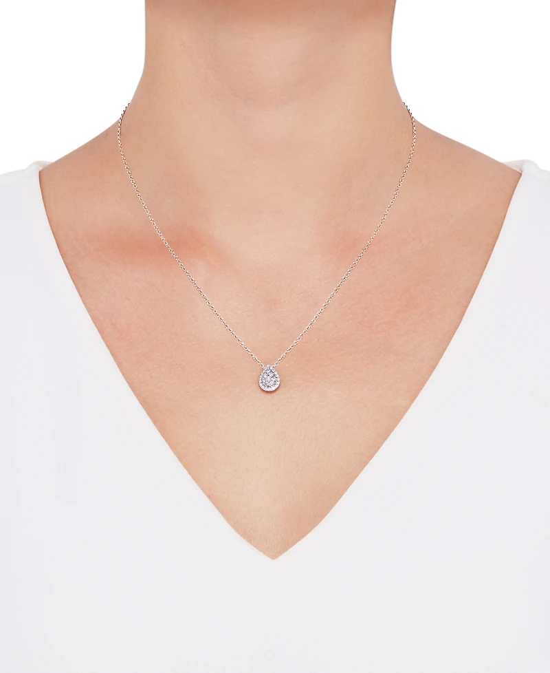 Forever Grown Diamonds Lab-Created Diamond Teardrop Halo Cluster Pendant Necklace (3/8 ct. t.w.) in Sterling Silver, 16" + 2" extender
