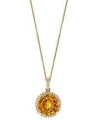 Citrine (5-1/5 ct. t.w.) & Diamond (1/4 ct. t.w.) Halo Pendant Necklace in 14k Gold, 16" + 2" extender