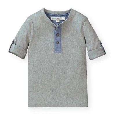 Hope & Henry Boys Henley Tee with Rolled Sleeves