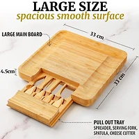 Zulay Kitchen Wooden Bamboo Cheese Board Party Set