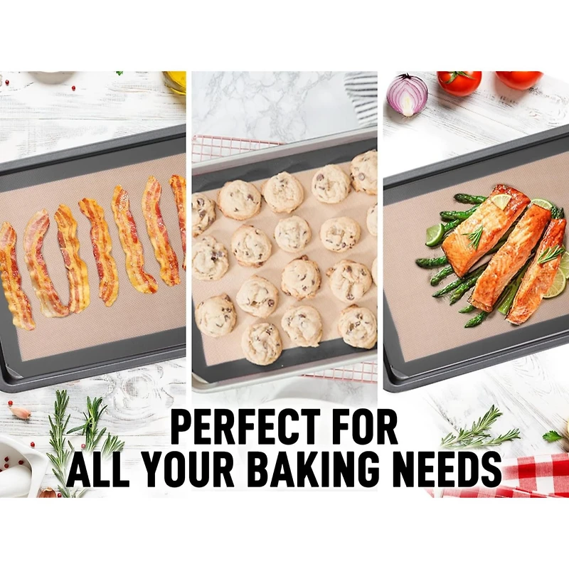 (2 Pack) Silicone Baking Mat Sheet Set - Reusable Nonstick