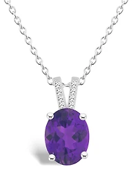 Macy's Women's Amethyst (2-1/2 ct.t.w.) and Diamond Accent Pendant Necklace in Sterling Silver