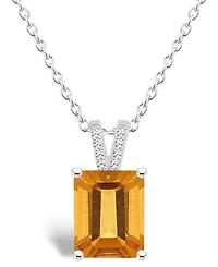 Macy's Women's Citrine (3-1/6 ct.t.w.) and Diamond Accent Pendant Necklace in Sterling Silver