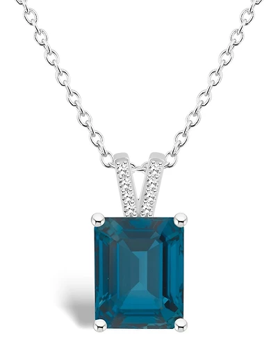 Macy's Women's London Blue Topaz (4-1/4 ct.t.w.) and Diamond Accent Pendant Necklace in Sterling Silver
