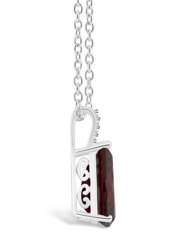 Macy's Women's Garnet (3-1/3 ct.t.w.) and Diamond Accent Pendant Necklace in Sterling Silver